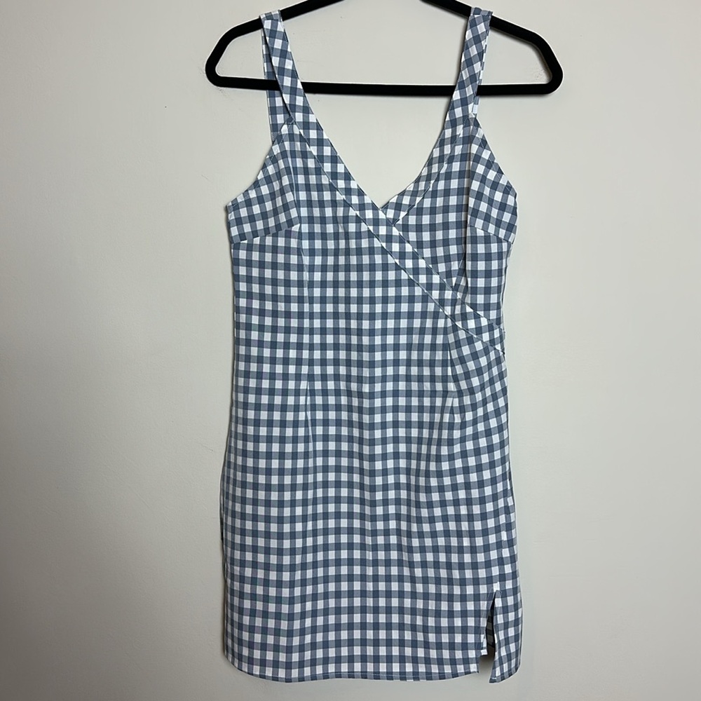 Sleeveless Blue Gingham Mini Dress